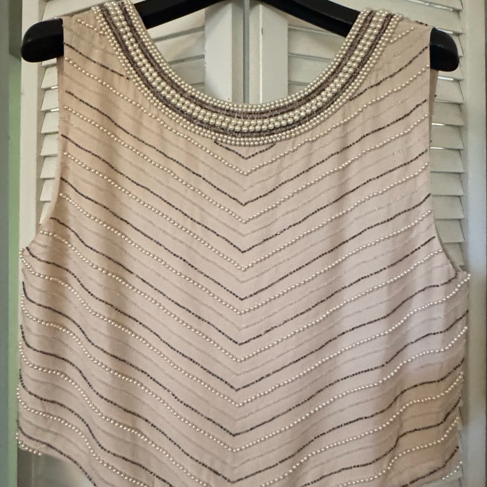 Haute Hippie Pearl Embellished Cropped Tank Top